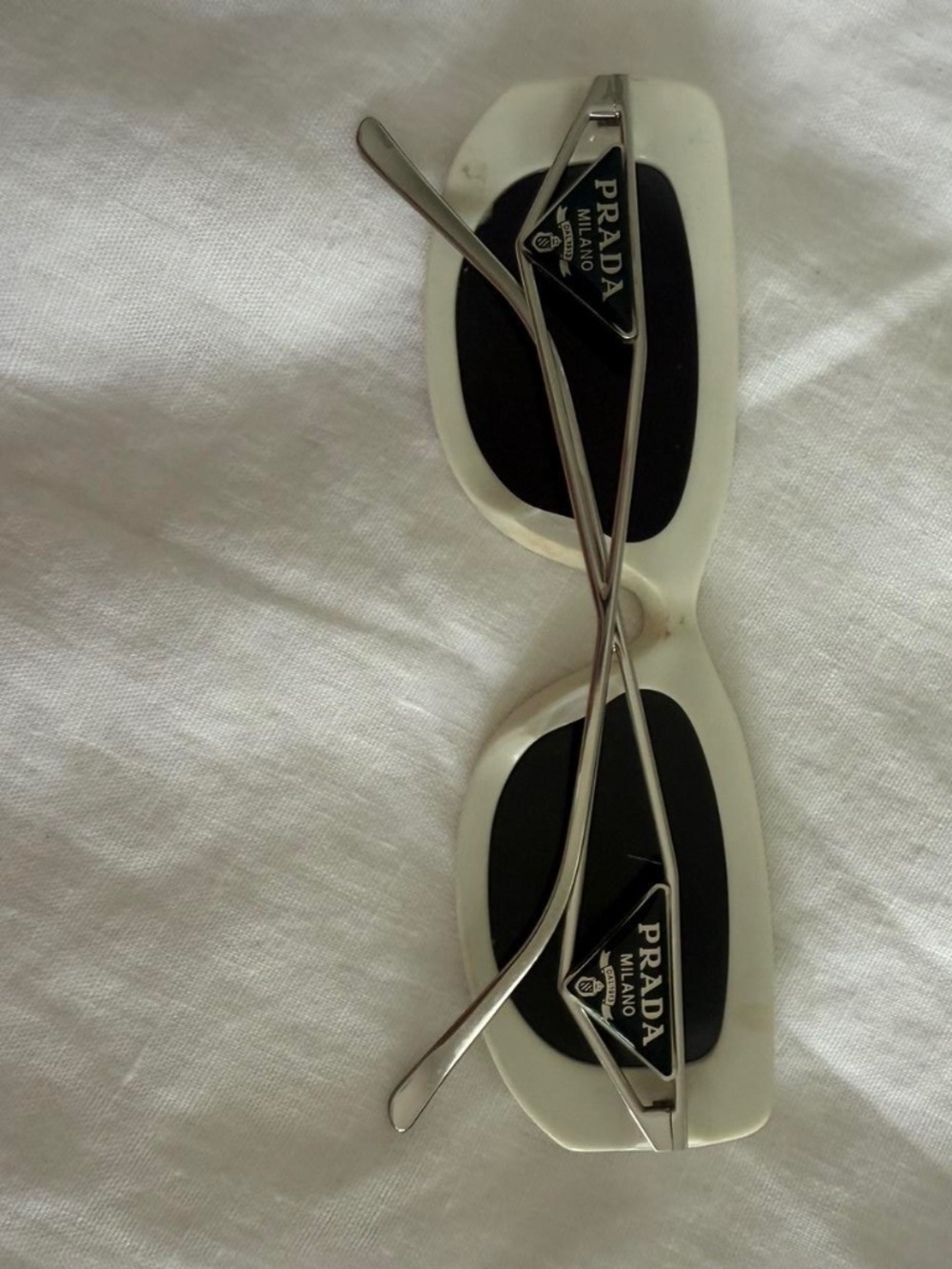 Prada Women's White and Cream Sunglasses